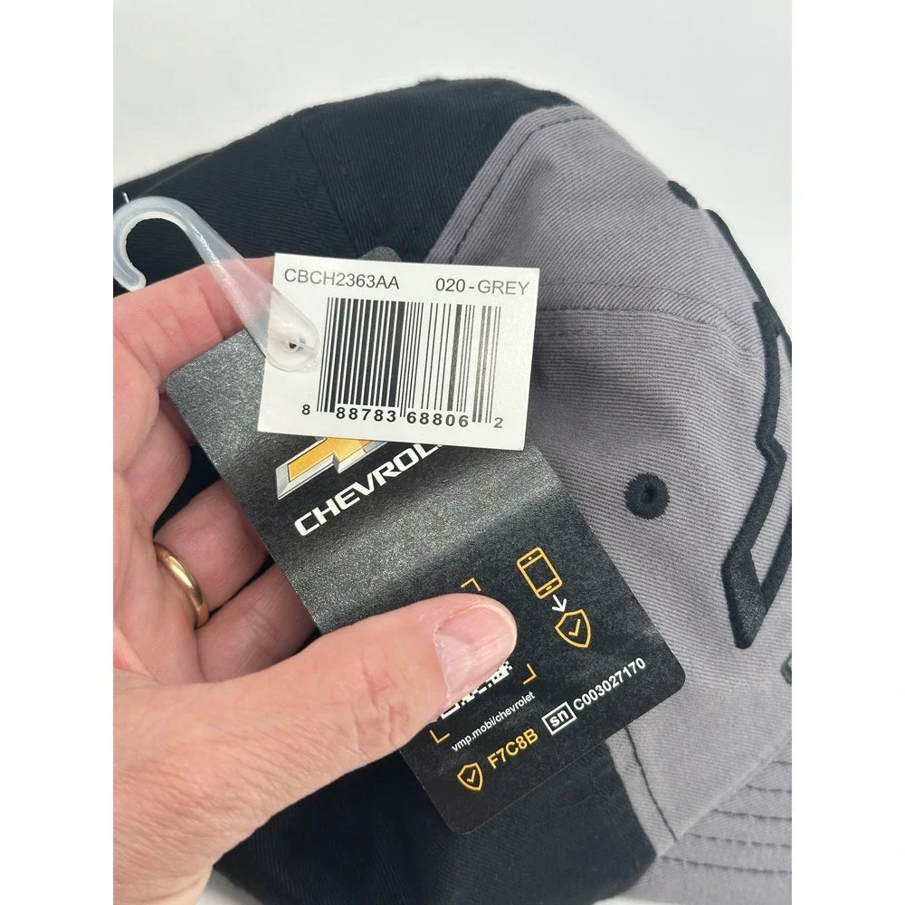 Chevrolet Baseball Cap Mens OSFM Grey Black GM Licensed Tire Tread Logo Hat